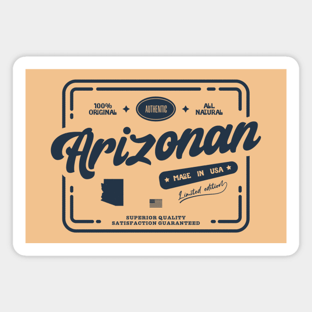 Authentic Arizonan Cool Vintage Dark Stamp Print Arizona Resident Gift Magnet by Space Surfer 